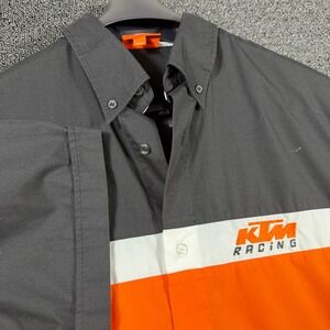 Red Bull KTM Racing Powerwear Mechanic Shirt Mens Large Short Sleeve Spellout